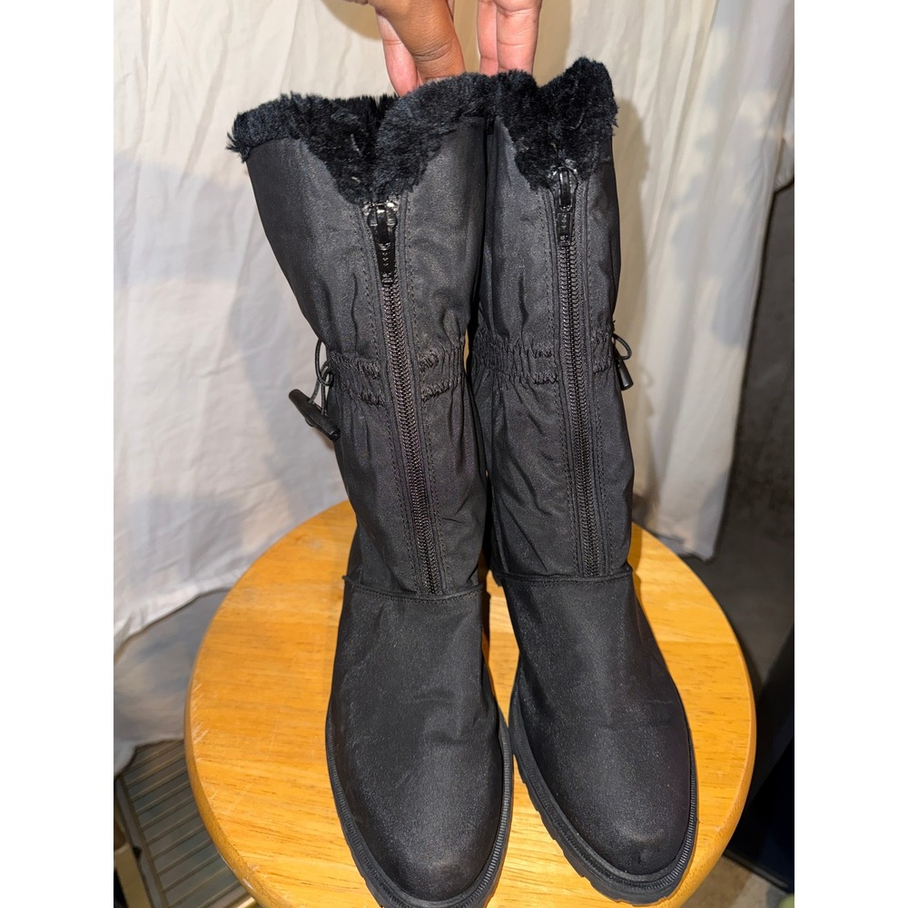 Cabin Creek Womens Black Nylon Faux Fur Lined Winter Snow Boots Size 8M